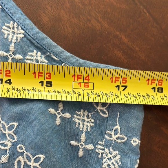 LOFT Blue and White Embroidered Romper - Picture 9 of 11